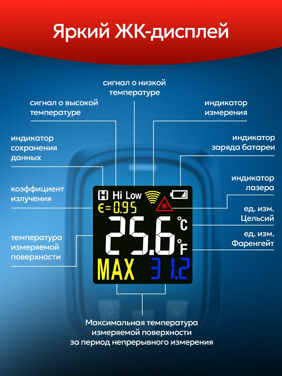 Пирометр Mestek-600 бесконтактный инфракрасный термометр