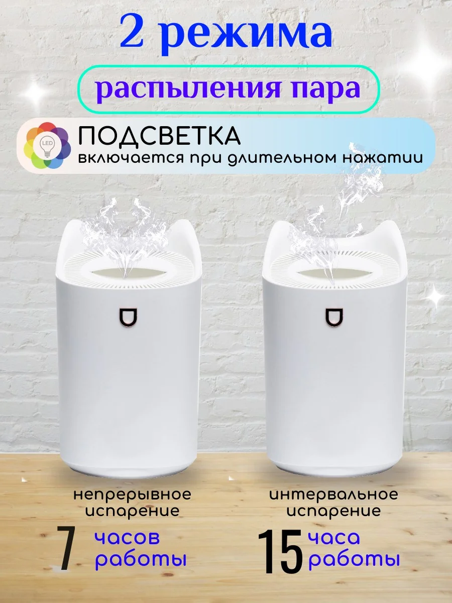 Белый увлажнитель воздуха для дома, увлажнитель с подсветкой, аромадиффузор