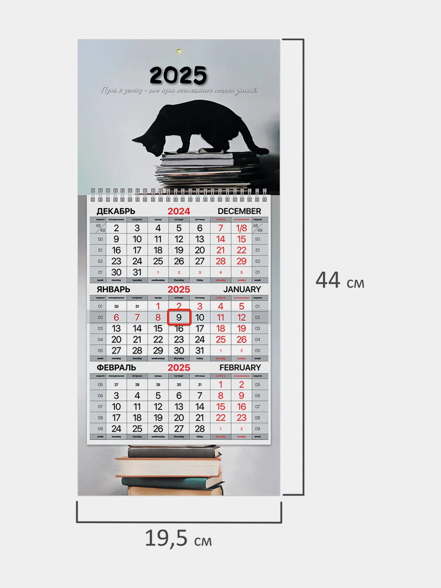 Календарь настенный квартальный отрывной 2025 Brauberg Smart cat, 116123
