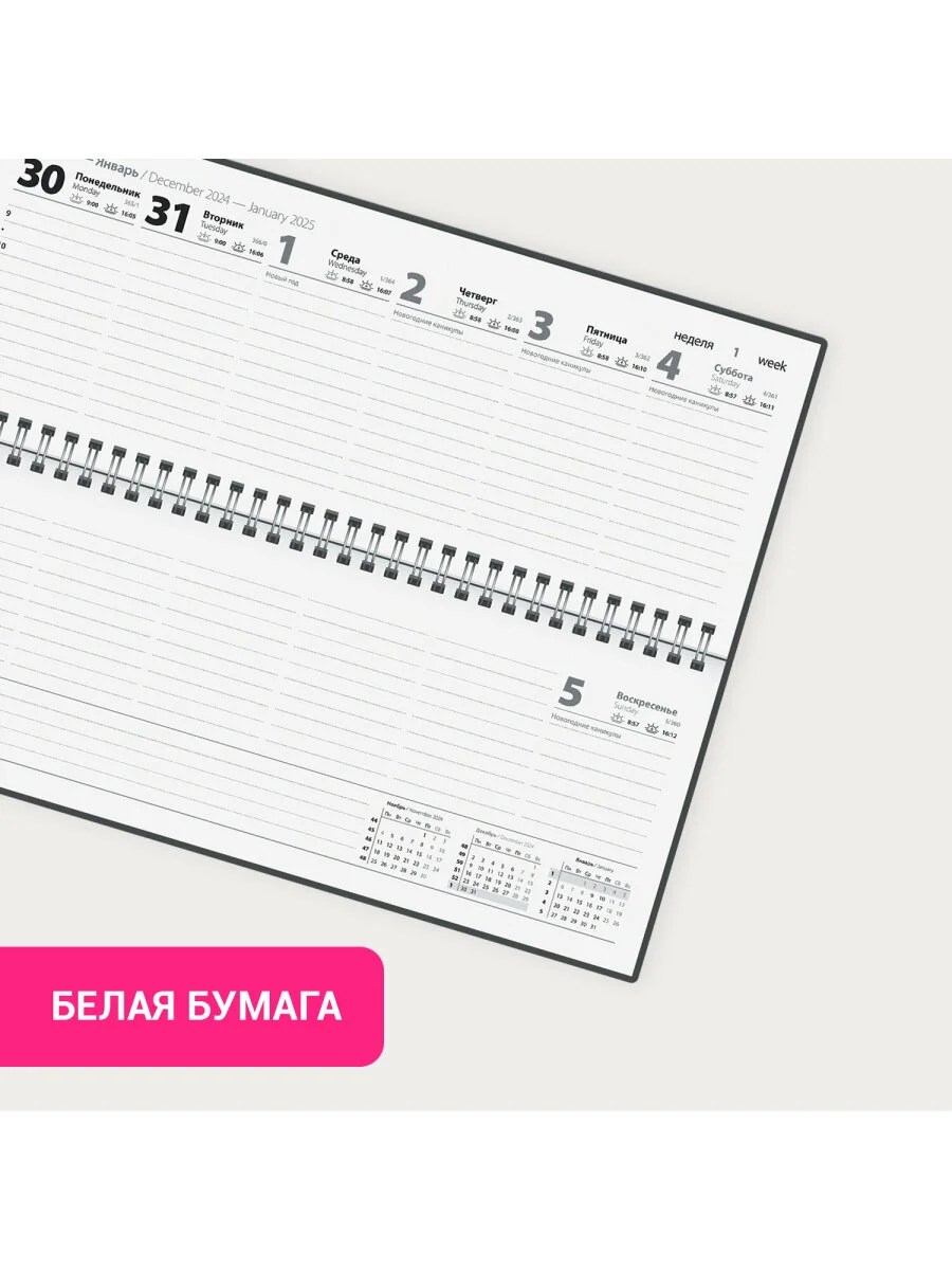 Еженедельник датированный 2025 Staff, 116049, планинг, планер, 285х112 мм, настольный