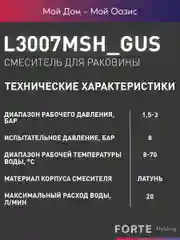 Серебряный смеситель "Oasis" L3007МShGus