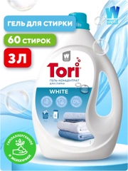 Жидкое средство для стирки белья: Концентрированный гель для стирки Tori White,  3л