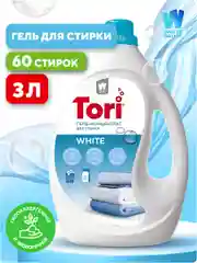 Жидкое средство для стирки белья: Концентрированный гель для стирки Tori White,  3л