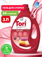 Жидкое средство для стирки белья: Концентрированный гель для стирки Tori Color, 3л