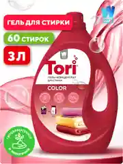 Жидкое средство для стирки белья: Концентрированный гель для стирки Tori Color, 3л