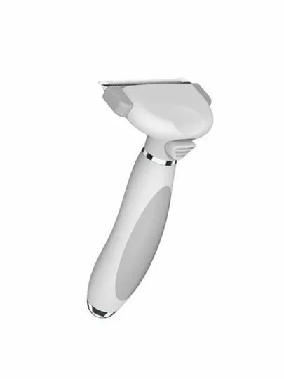 Белый щетка для вычесывания шерсти Pawbby De-shedding brush, с кнопкой самоочистки