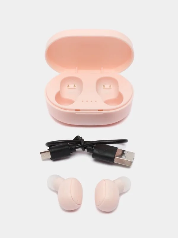 Розовый наушники Беспроводные MPods A6S Bluetooth, с микрофоном