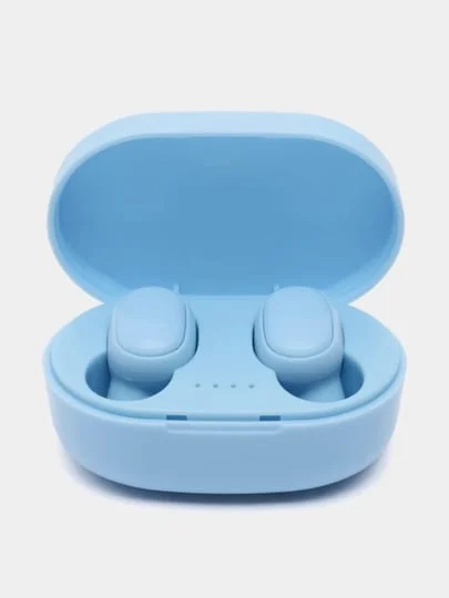 Голубой наушники Беспроводные MPods A6S Bluetooth, с микрофоном