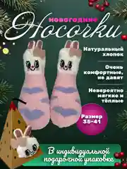 Розовый носки новогодние, подарок, набор носков, носки в подарочной упаковке
