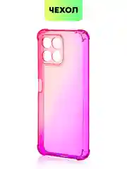 Розовый противоударный чехол BROSCORP для Honor X6 и X8 5G силиконовый, с усиленными углами