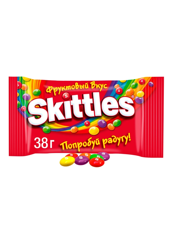 Skittles Фрукты драже в разноцветной сахарной глазури 38г