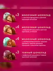 Большая коллекция шоколадных конфет Коркунов из темного и молочного шоколада с фундуком, карамелизированными грецким орехом, миндалем и вафлей, подарочный набор 256г