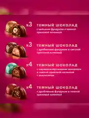 Большая коллекция шоколадных конфет Коркунов из темного и молочного шоколада с фундуком, карамелизированными грецким орехом, миндалем и вафлей, подарочный набор 256г