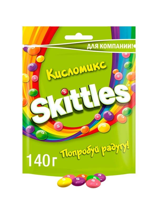 Skittles Кисломикс драже в разноцветной сахарной глазури для компании 140г