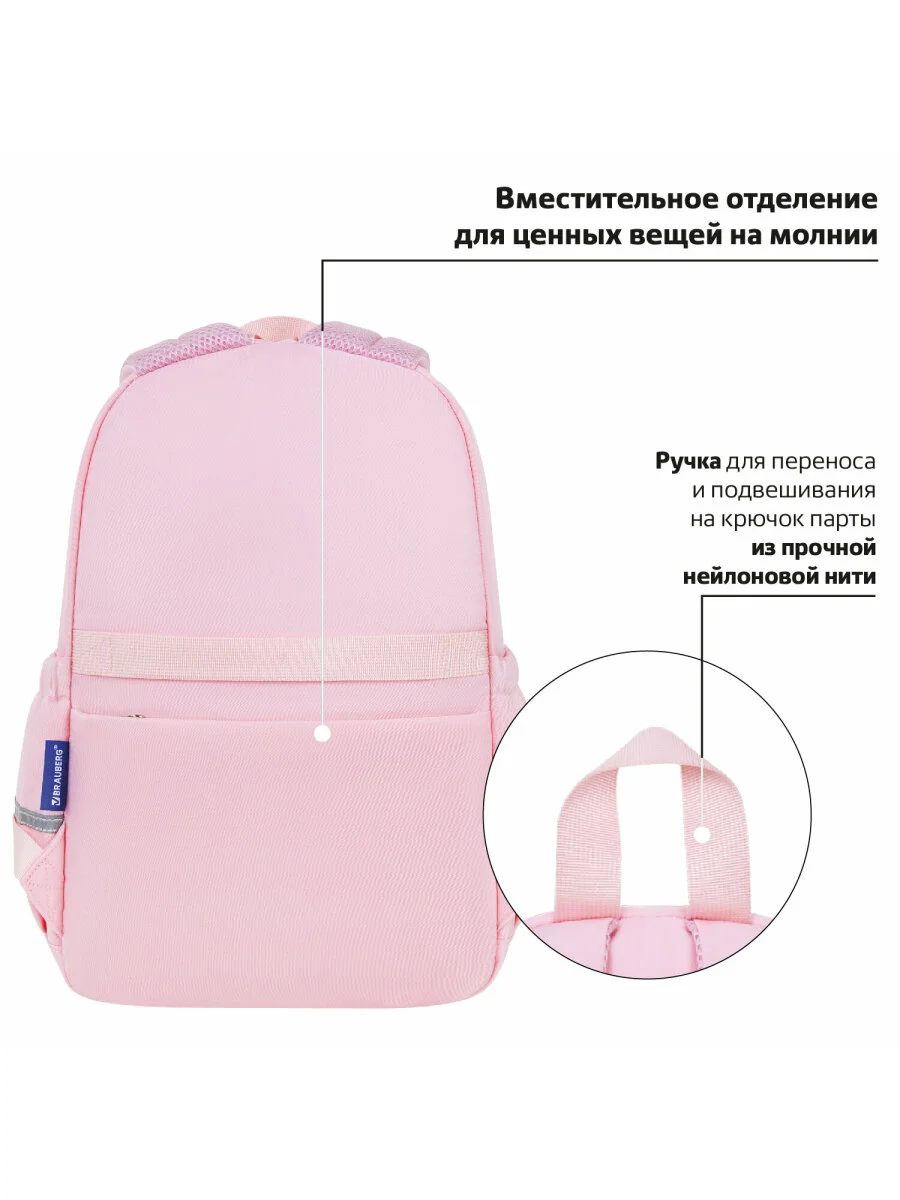 Рюкзак школьный для девочки, ранец, портфель, набор с термо нашивками, 40х29х14см Brauberg