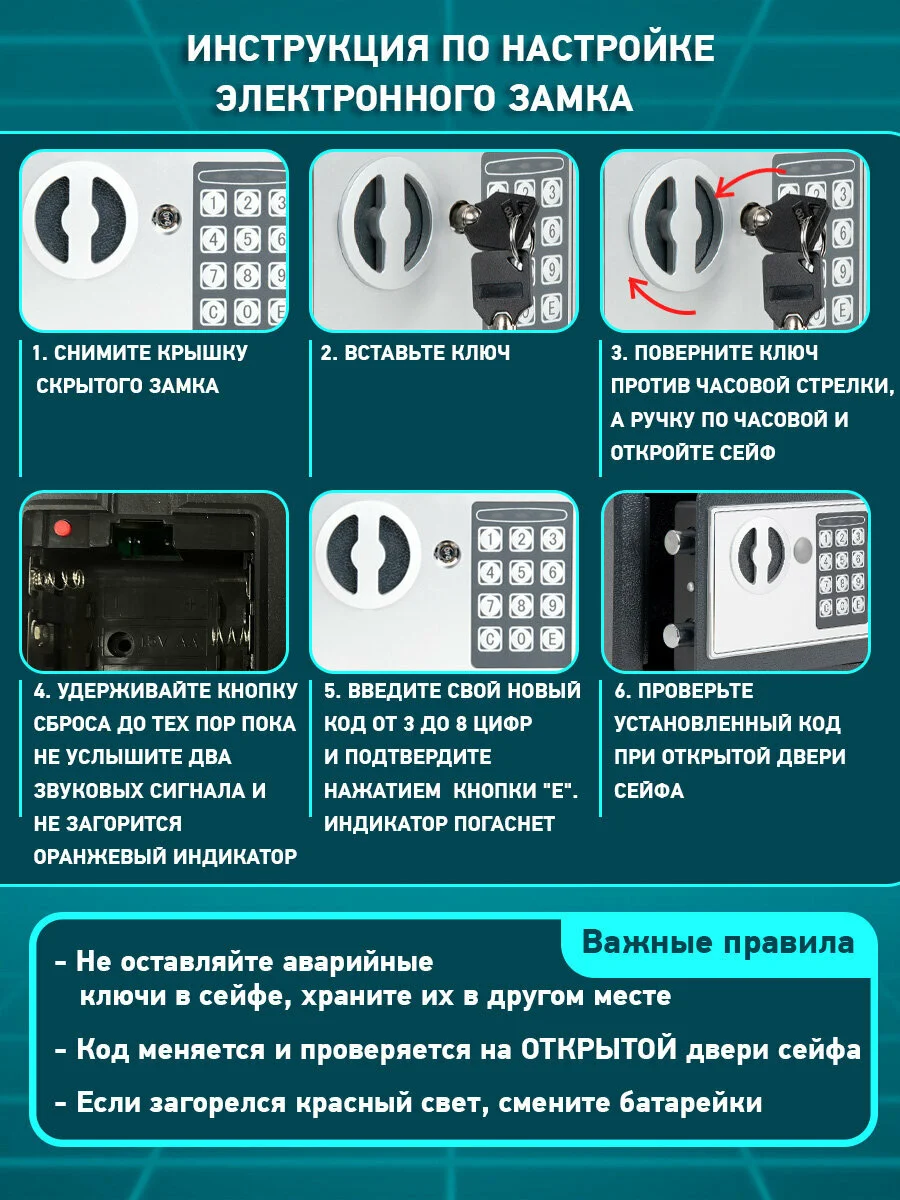 Сейф для денег и документов с электронным кодовым замком Daswerk, 291343, 250x350x250 мм