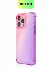 Розовый чехол для iPhone 15, 14, Pro, Max, Plus, силиконовый, BROSCORP, противоударный, углы, карман