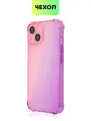 Розовый чехол для iPhone 15, 14, Pro, Max, Plus, силиконовый, BROSCORP, противоударный, углы, карман