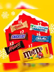 Сладкий подарок M&M's & Friends Адвент-календарь на Новый Год, набор конфет M&M's, Snickers, Twix, Bounty, Milky Way, Mars с пазлом внутри 250г