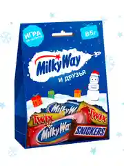 Сладкий подарок Milky Way и Друзья на Новый Год, набор конфет Milky Way, Snickers, Twix 85г