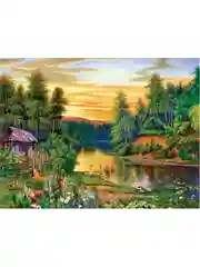 Алмазная мозаика картина вышивка из страз 40*50 см, ОСТРОВ СОКРОВИЩ "Домик в лесу", 662417