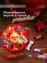 Сладкий подарок Minis Mix на Новый Год, набор конфет Snickers, Twix, Bounty, Milky Way, Mars 262г