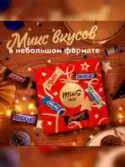 Сладкий подарок Minis Mix на Новый Год, набор конфет Snickers, Twix, Bounty, Milky Way, Mars 162г