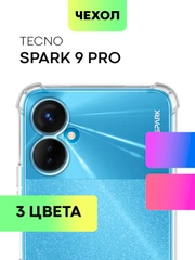 Противоударный чехол BROSCORP для Tecno Spark 9 Pro и 9T силиконовый с усиленными углами