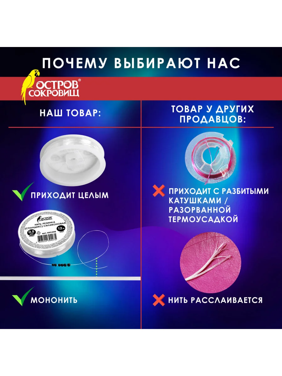 Нить-резинка для бисера, браслетов, леска эластичная, силиконовая, Остров Сокровищ