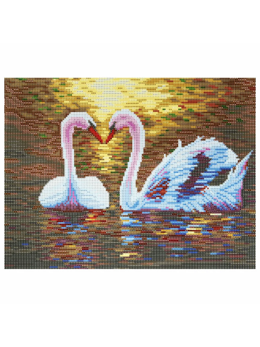 Картина стразами (алмазная мозаика) 30*40 см, ОСТРОВ СОКРОВИЩ "Лебеди", без подрамника