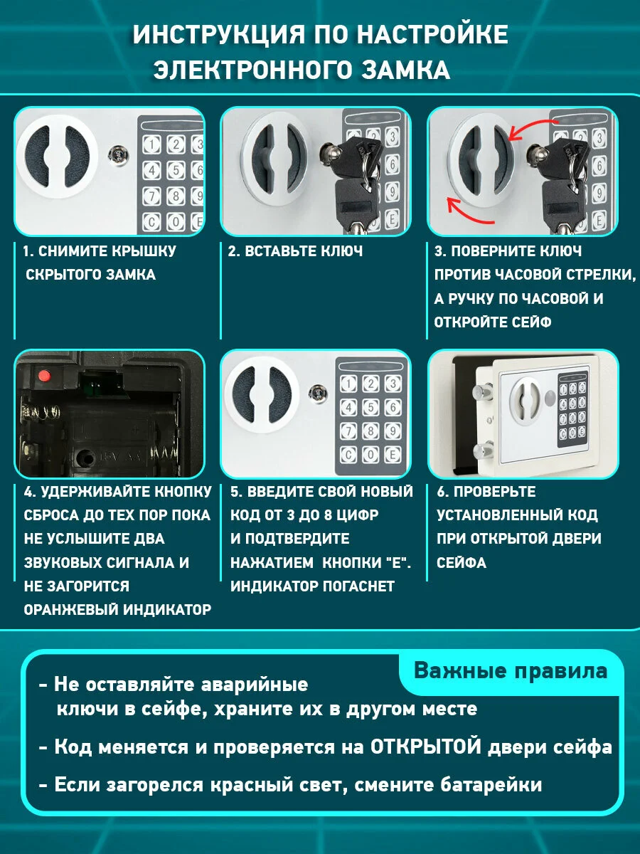 Сейф для денег и документов с электронным кодовым замком Daswerk, 291345, 250x350x250 мм
