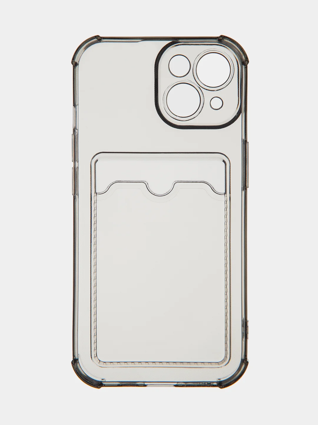 Серый чехол для iPhone 15, 14, Pro, Max, Plus, силиконовый, BROSCORP, противоударный, углы, карман