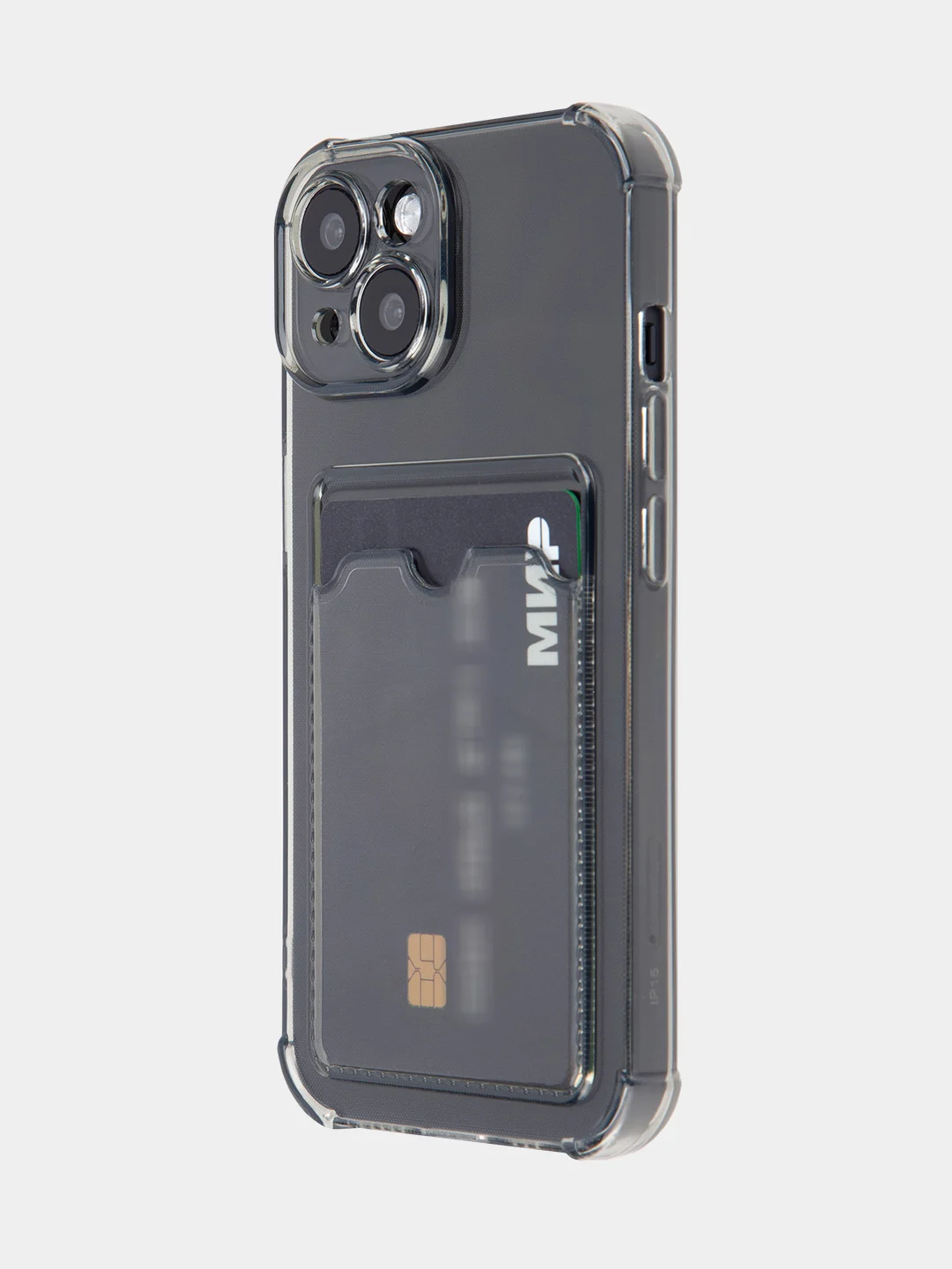 Серый чехол для iPhone 15, 14, Pro, Max, Plus, силиконовый, BROSCORP, противоударный, углы, карман