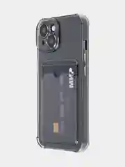 Серый чехол для iPhone 15, 14, Pro, Max, Plus, силиконовый, BROSCORP, противоударный, углы, карман
