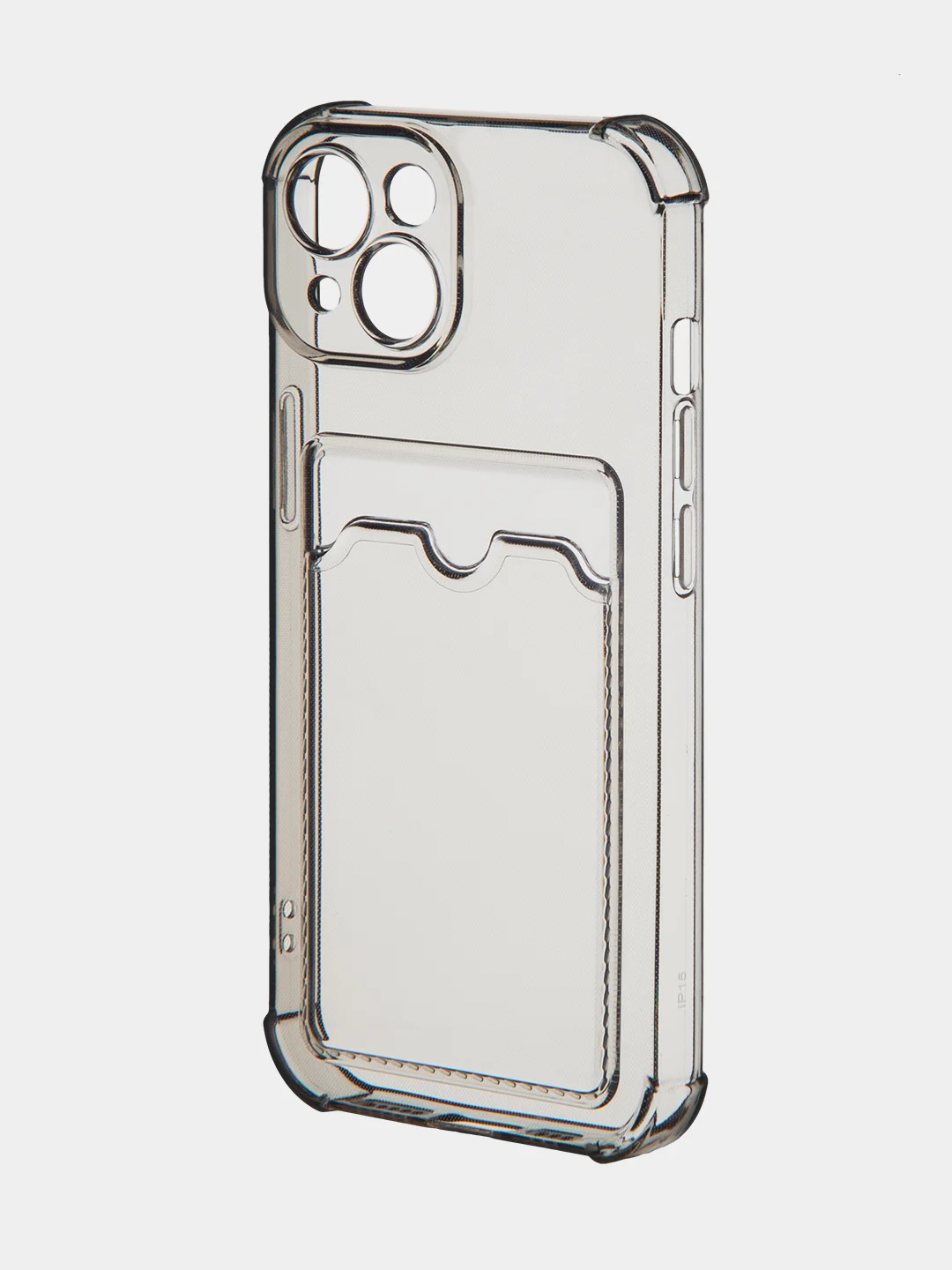 Серый чехол для iPhone 15, 14, Pro, Max, Plus, силиконовый, BROSCORP, противоударный, углы, карман