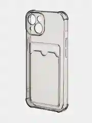 Серый чехол для iPhone 15, 14, Pro, Max, Plus, силиконовый, BROSCORP, противоударный, углы, карман