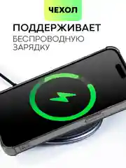 Серый чехол для iPhone 15, 14, Pro, Max, Plus, силиконовый, BROSCORP, противоударный, углы, карман
