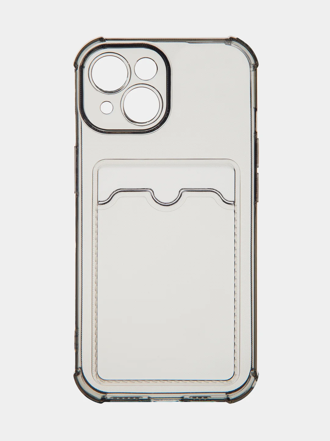 Серый чехол для iPhone 15, 14, Pro, Max, Plus, силиконовый, BROSCORP, противоударный, углы, карман