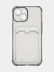 Серый чехол для iPhone 15, 14, Pro, Max, Plus, силиконовый, BROSCORP, противоударный, углы, карман