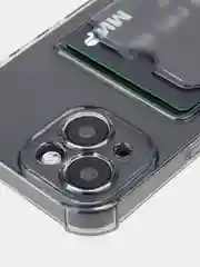 Серый чехол для iPhone 15, 14, Pro, Max, Plus, силиконовый, BROSCORP, противоударный, углы, карман