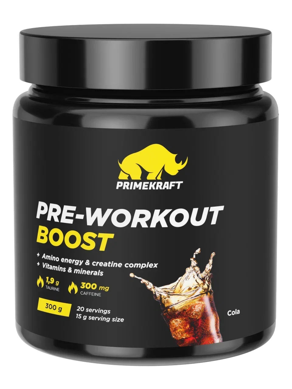Предтренировочный комплекс PRIMEKRAFT PRE-WORKOUT BOOST Кола 300 гр - 20 порций