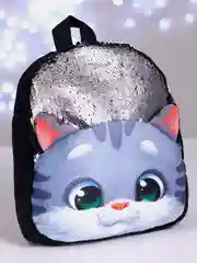 Голубой рюкзак детский плюшевый Лисёнок, Кошечка, Котик, Единорог