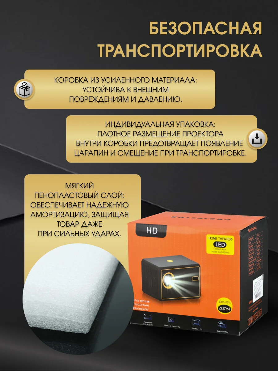 Портативный проектор для фильмов UNIC Y7 Wi-Fi HD, черный
