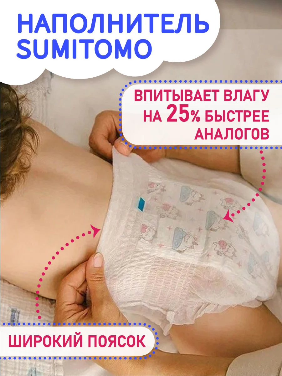 Подгузники трусики  для новорожденных ночные детские Nao Sleep and Play М (5-10 кг) 46 шт