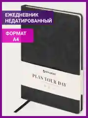 Ежедневник недатированный BRAUBERG Status, 210 х 297 мм, А4, 160 л, черный