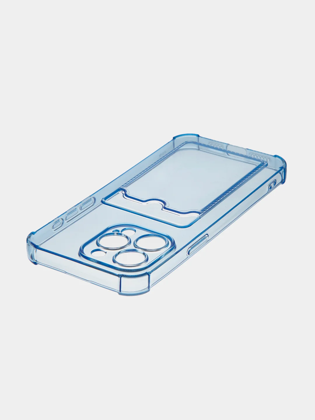Синий чехол для iPhone 15, 14, Pro, Max, Plus, силиконовый, BROSCORP, противоударный, углы, карман