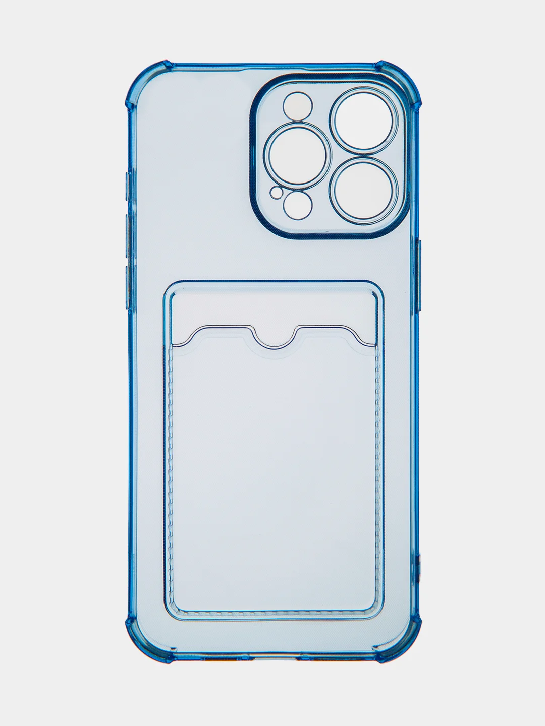 Синий чехол для iPhone 15, 14, Pro, Max, Plus, силиконовый, BROSCORP, противоударный, углы, карман