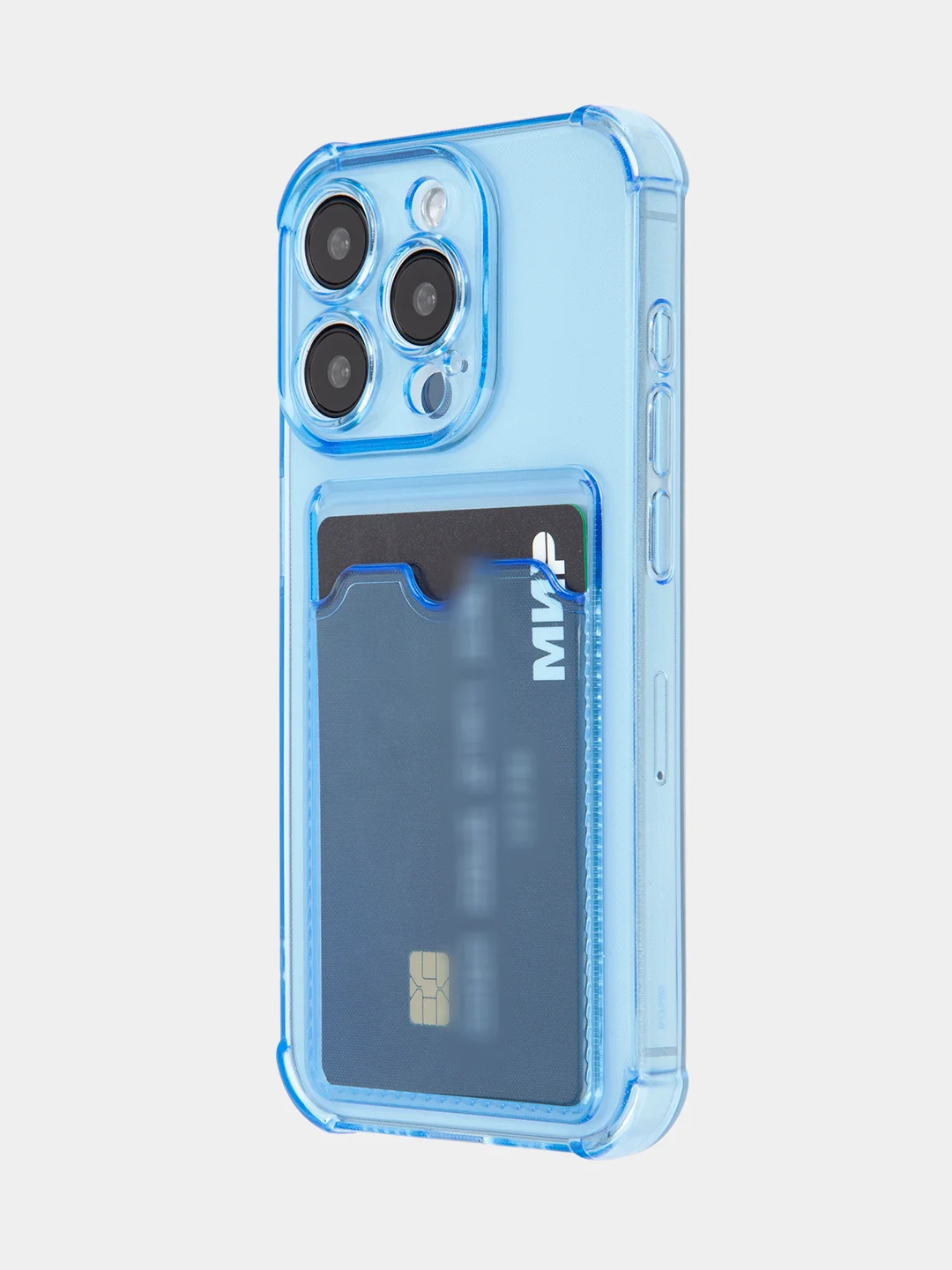 Синий чехол для iPhone 15, 14, Pro, Max, Plus, силиконовый, BROSCORP, противоударный, углы, карман