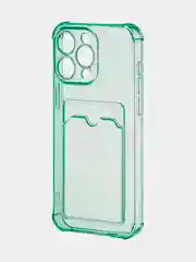 Зеленый чехол для iPhone 15, 14, Pro, Max, Plus, силиконовый, BROSCORP, противоударный, углы, карман