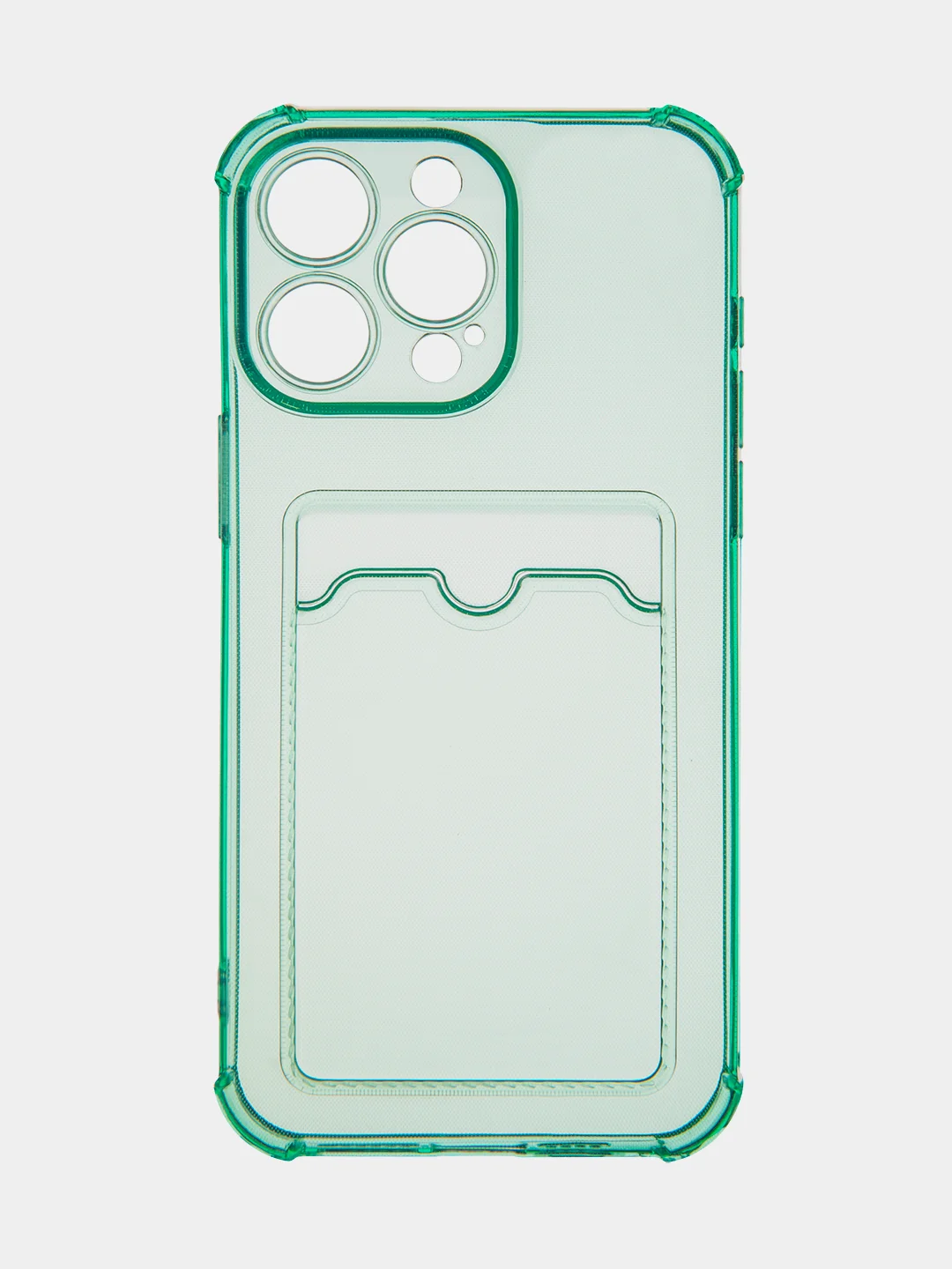 Зеленый чехол для iPhone 15, 14, Pro, Max, Plus, силиконовый, BROSCORP, противоударный, углы, карман